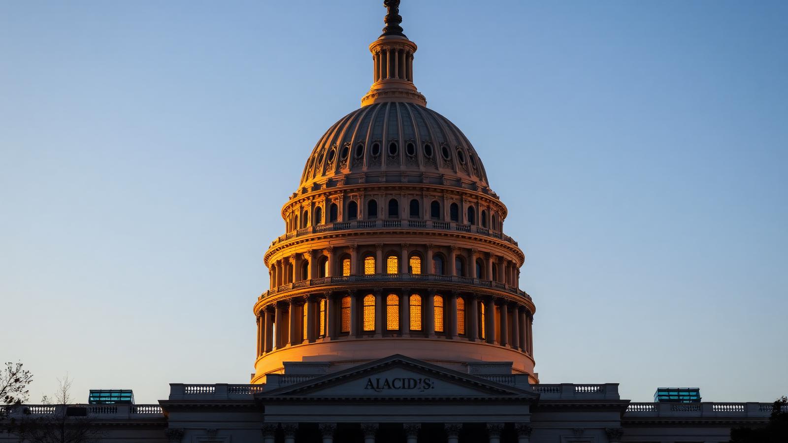 The United States Capitol dome at golden hour